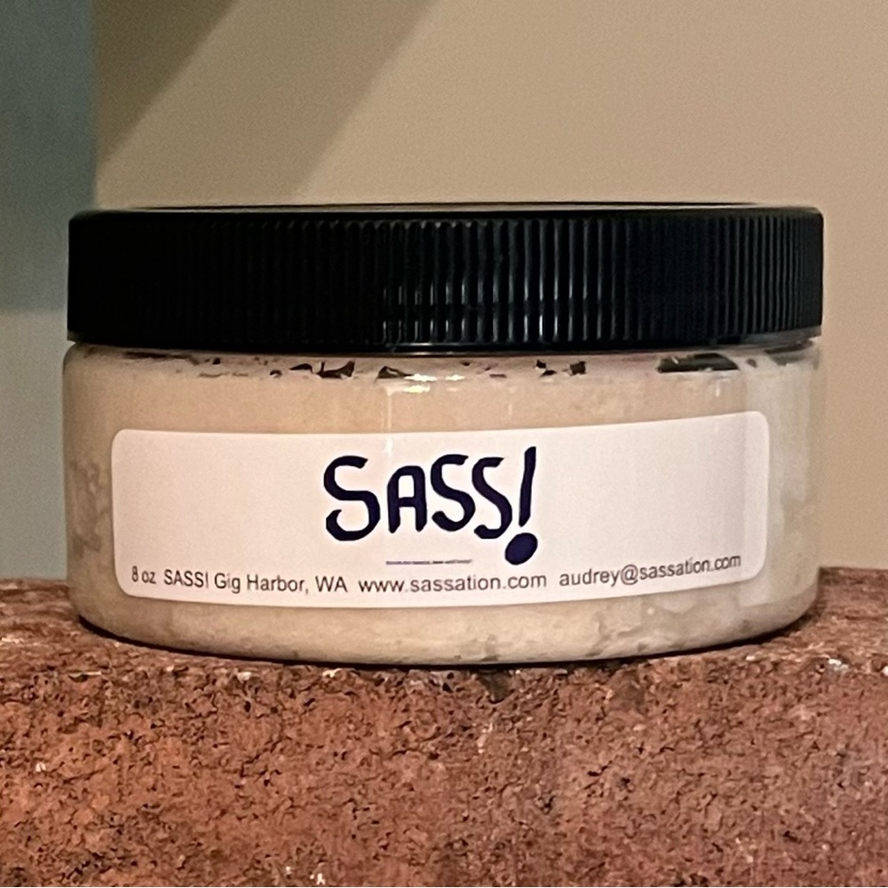 SASS! Vanilla Scrub Hands, face and body. All natural, handmade, small batch.